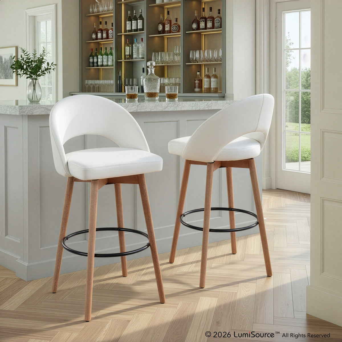 Renee Upholstered 30" Fixed-Height Barstool - Set of 2