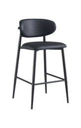 Aurelia Black Metal Bar Stool with Oval Upholstered Back