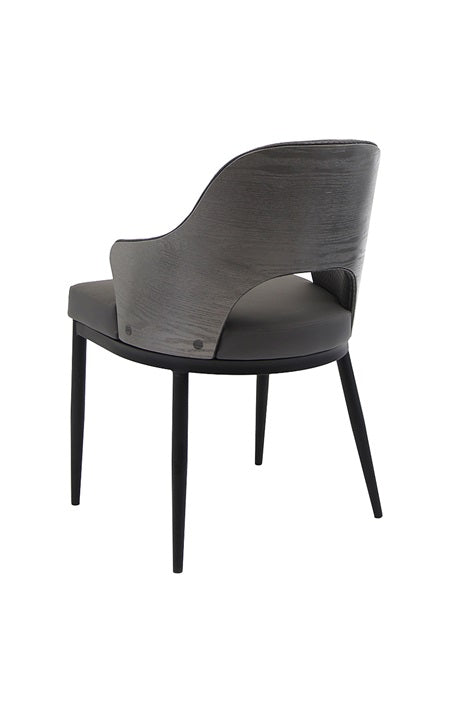 Marlow Black Metal Dining Chair with Dark Grey Upholstered Seat and Textured Back
