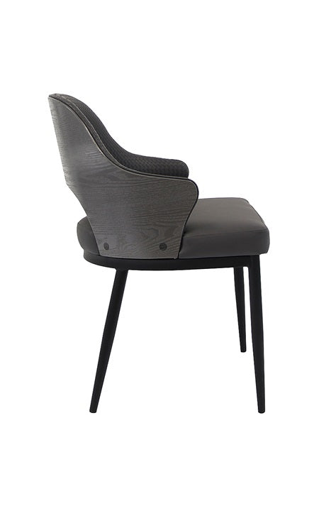 Marlow Black Metal Dining Chair with Dark Grey Upholstered Seat and Textured Back