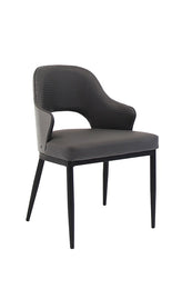Marlow Black Metal Dining Chair with Dark Grey Upholstered Seat and Textured Back