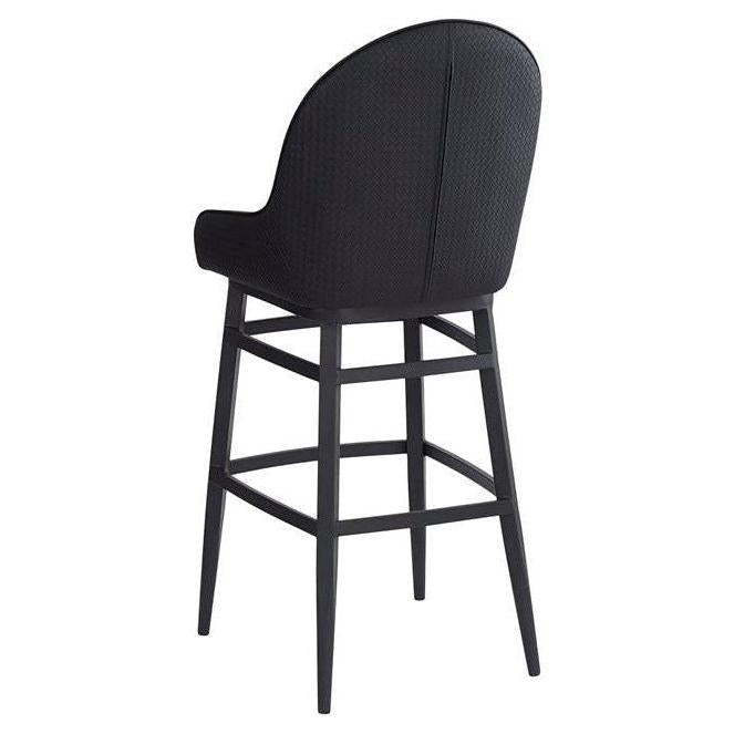 Laura Black Metal Bar Stool with Diamond-Tufted Back