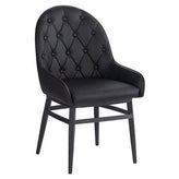 Laura Black Metal Dining Chair with Diamond-Tufted Back