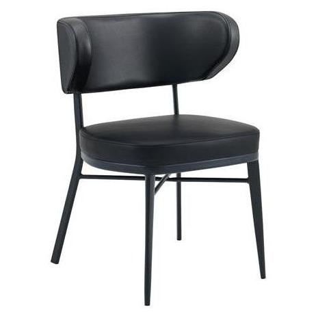Rowan Metal Dining Chair with Black Upholstered Seat and Curved Back
