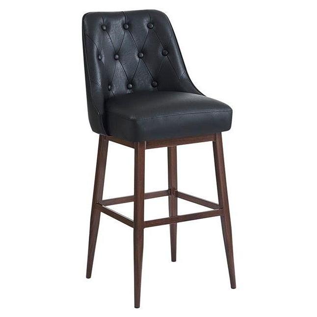 Bennett Black Metal Bar Stool with Tufted Back