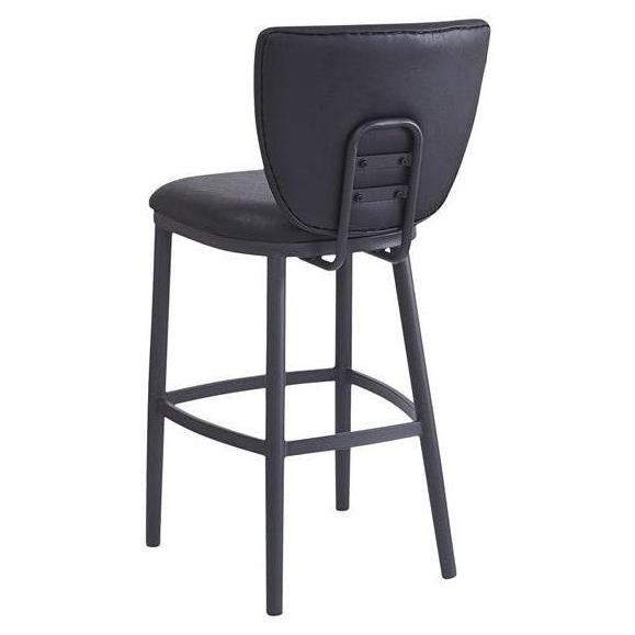 Emerson Black Metal Bar Stool with Curved Upholstered Back