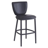 Emerson Black Metal Bar Stool with Curved Upholstered Back