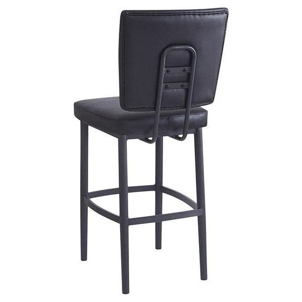 Harrison Black Metal Bar Stool with Tufted Upholstered Back