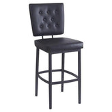 Harrison Black Metal Bar Stool with Tufted Upholstered Back