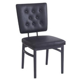 Harrison Black Metal Dining Chair with Tufted Upholstered Back