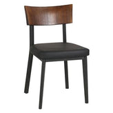 Dawson Black Metal Dining Chair with Walnut Veneer Back