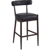 Upholstered Bar Stool with Curved Backrest with Walnut Metal Frame