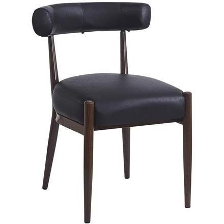 Upholstered Dining Chair with Curved Backrest with Walnut Metal Frame