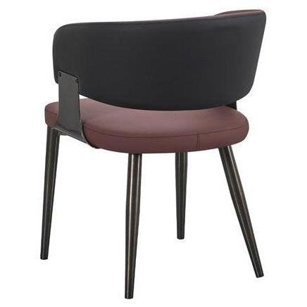Callan Black Metal Dining Chair with Curved Upholstered Back