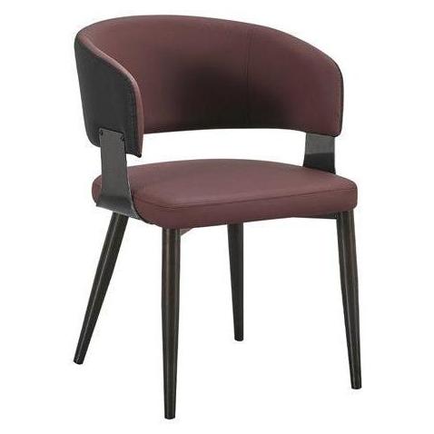 Callan Black Metal Dining Chair with Curved Upholstered Back