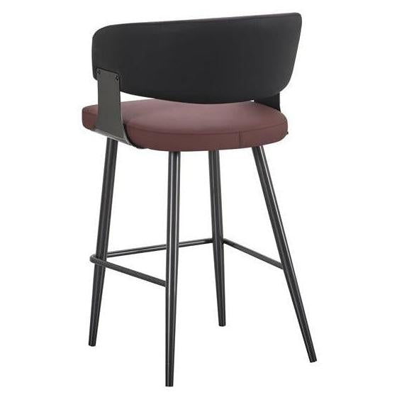 Callan Black Metal Bar Stool with Curved Upholstered Back