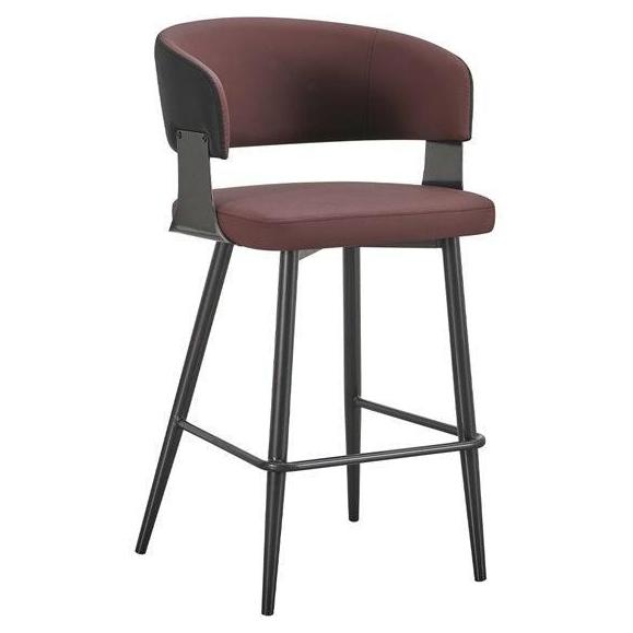 Callan Black Metal Bar Stool with Curved Upholstered Back