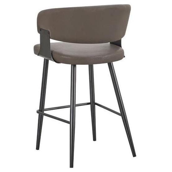 Callan Black Metal Bar Stool with Curved Upholstered Back