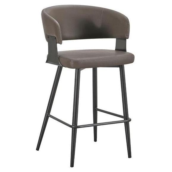 Callan Black Metal Bar Stool with Curved Upholstered Back