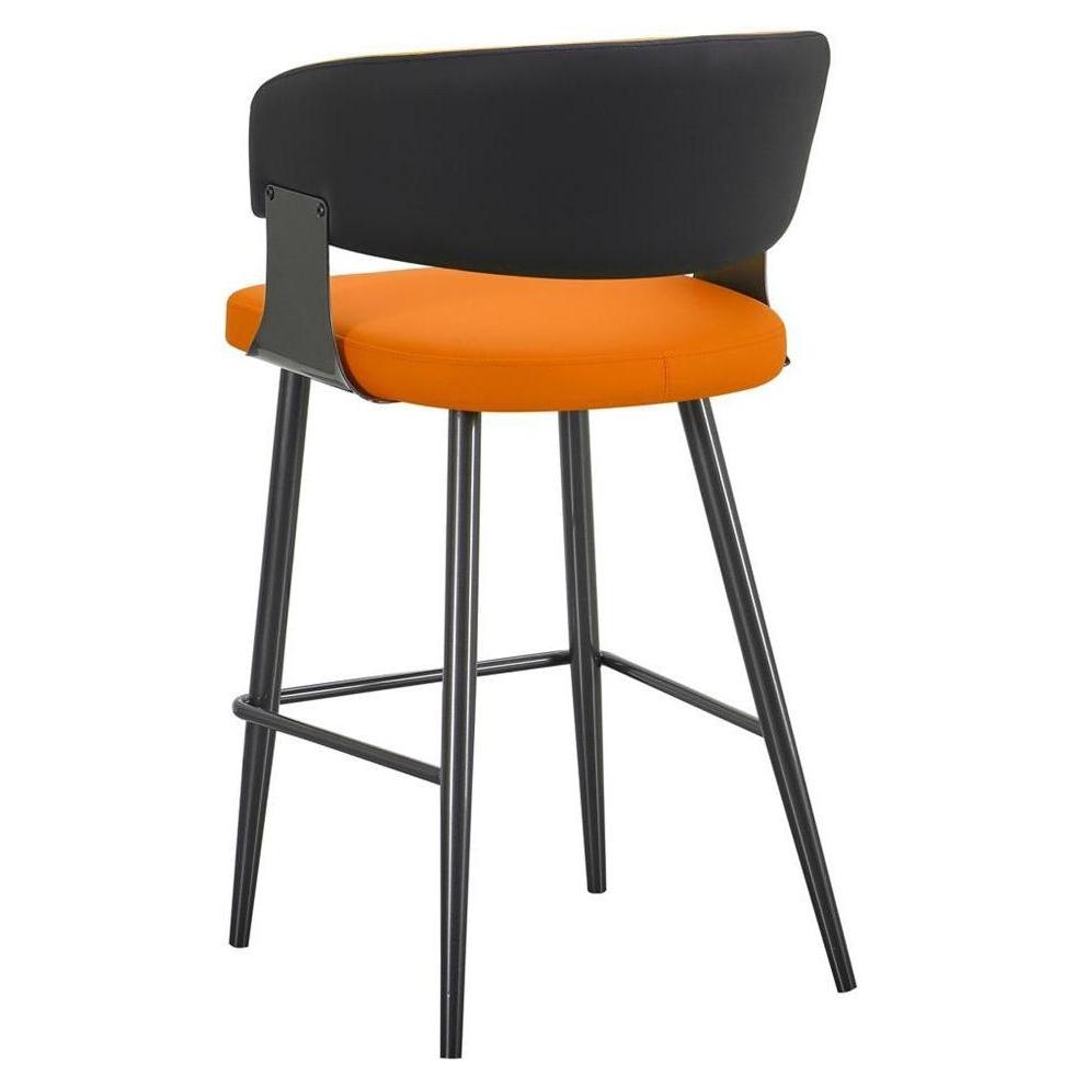 Callan Black Metal Bar Stool with Curved Upholstered Back