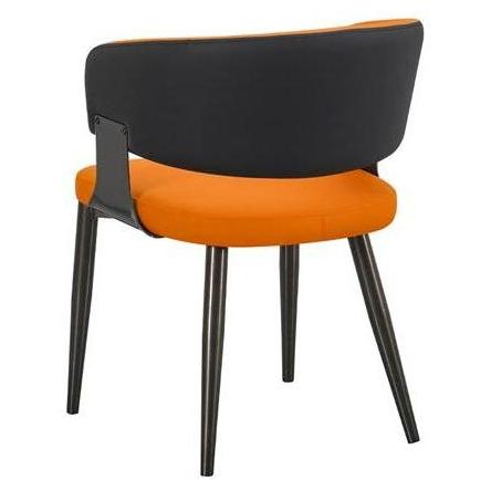 Callan Black Metal Dining Chair with Curved Upholstered Back