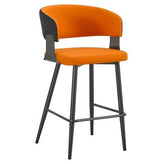 Callan Black Metal Bar Stool with Curved Upholstered Back