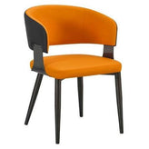 Callan Black Metal Dining Chair with Curved Upholstered Back