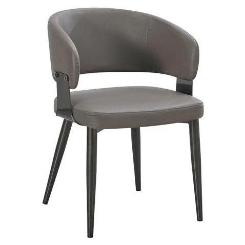 Callan Black Metal Dining Chair with Curved Upholstered Back