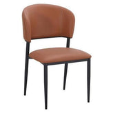 Arden Black Metal Dining Chair with Upholstered Seat and Curved Back