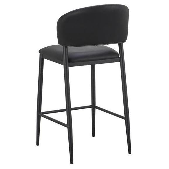 Arden Black Metal Bar Stool with Upholstered Seat and Curved Back