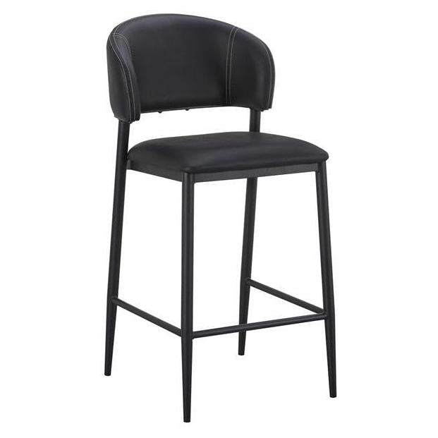 Arden Black Metal Bar Stool with Upholstered Seat and Curved Back