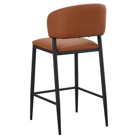 Arden Black Metal Bar Stool with Upholstered Seat and Curved Back
