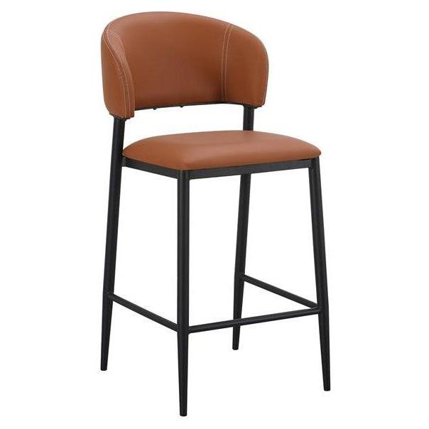 Arden Black Metal Bar Stool with Upholstered Seat and Curved Back
