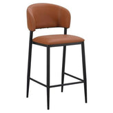Arden Black Metal Bar Stool with Upholstered Seat and Curved Back