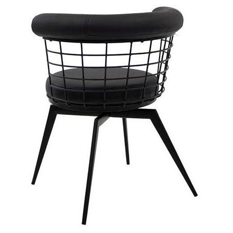 Atlas Black Metal Swivel Dining Chair with Wire Back