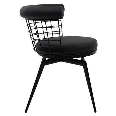 Atlas Black Metal Swivel Dining Chair with Wire Back