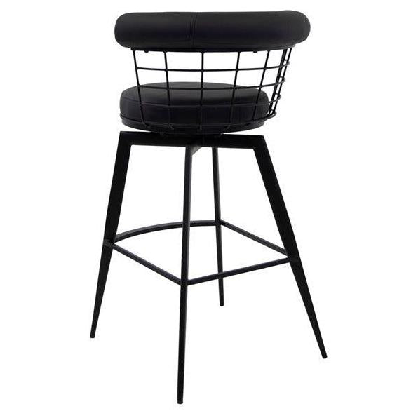 Atlas Black Metal Swivel Bar Stool with Wire Back