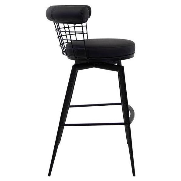 Atlas Black Metal Swivel Bar Stool with Wire Back