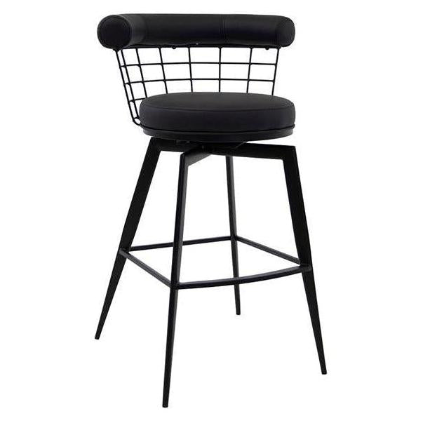 Atlas Black Metal Swivel Bar Stool with Wire Back