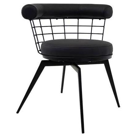 Atlas Black Metal Swivel Dining Chair with Wire Back
