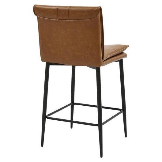Larkin Black Metal Bar Stool with Vertical Stitch Upholstered Back