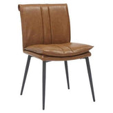 Larkin Black Metal Dining Chair with Vertical Stitch Upholstered Back