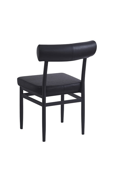Crosby Black Metal Dining Chair with Cylindrical Upholstered Back