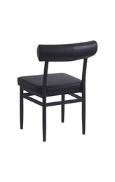 Crosby Black Metal Dining Chair with Cylindrical Upholstered Back