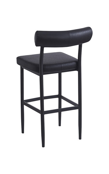 Crosby Black Metal Bar Stool with Cylindrical Upholstered Back