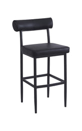 Crosby Black Metal Bar Stool with Cylindrical Upholstered Back