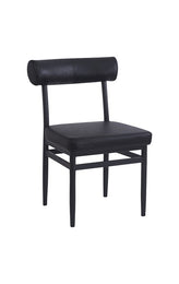 Crosby Black Metal Dining Chair with Cylindrical Upholstered Back
