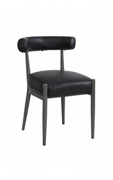 Crosby Black Metal Dining Chair with Cylindrical Upholstered Back