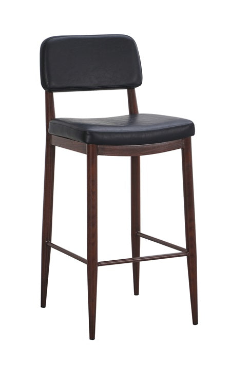 Dalton Walnut Metal Bar Stool with Padded Seat and Back