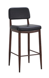 Dalton Walnut Metal Bar Stool with Padded Seat and Back